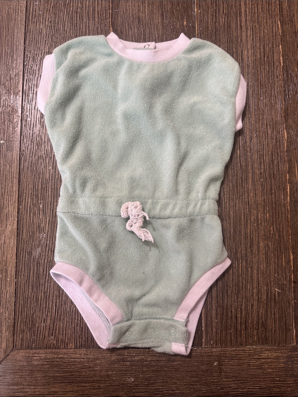 Lila & Jack Mint Terry Cloth Bubble Bodysuit 6-9M | Retro Baby One-Piece